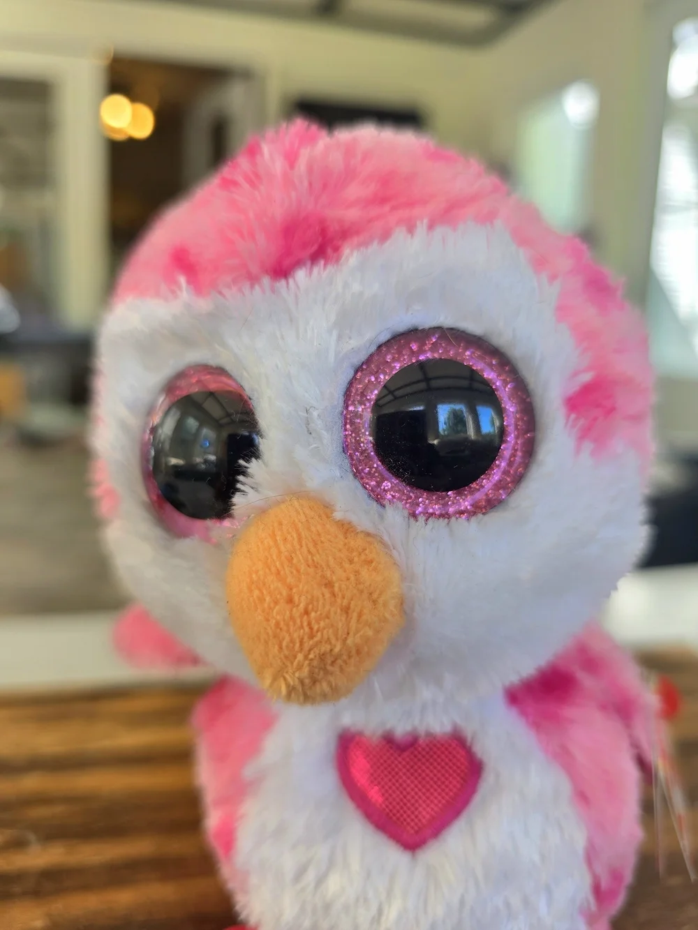 Beanie Boos Plush Pink & White Heart Penguin JULIET Valentines Pet Plush July 8
